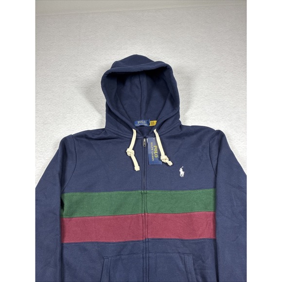 NWT Polo Ralph Lauren Lspohood M2 Hoodie Knit Navy Color Block Pullover Full Zip - Picture 2 of 13